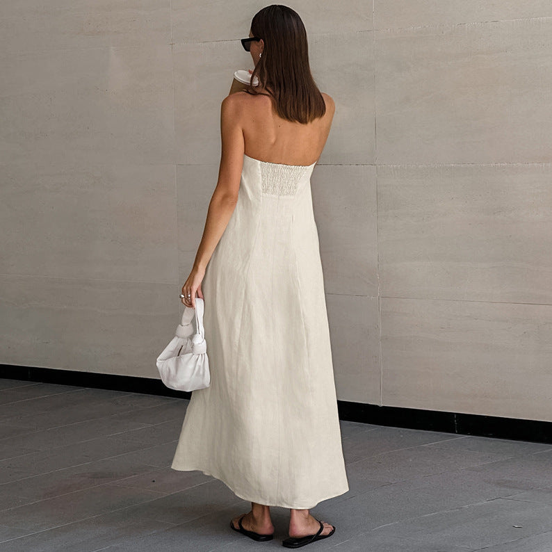 Linen blend maxi dress