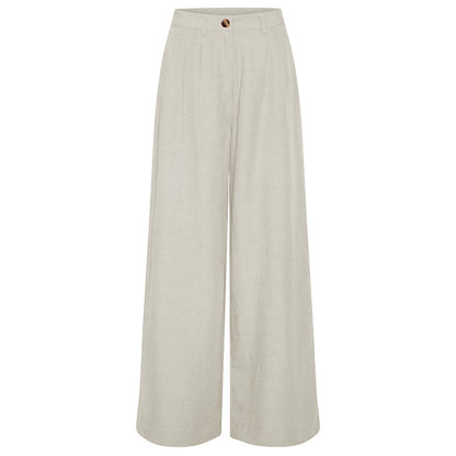 Linen blend straight leg trousers