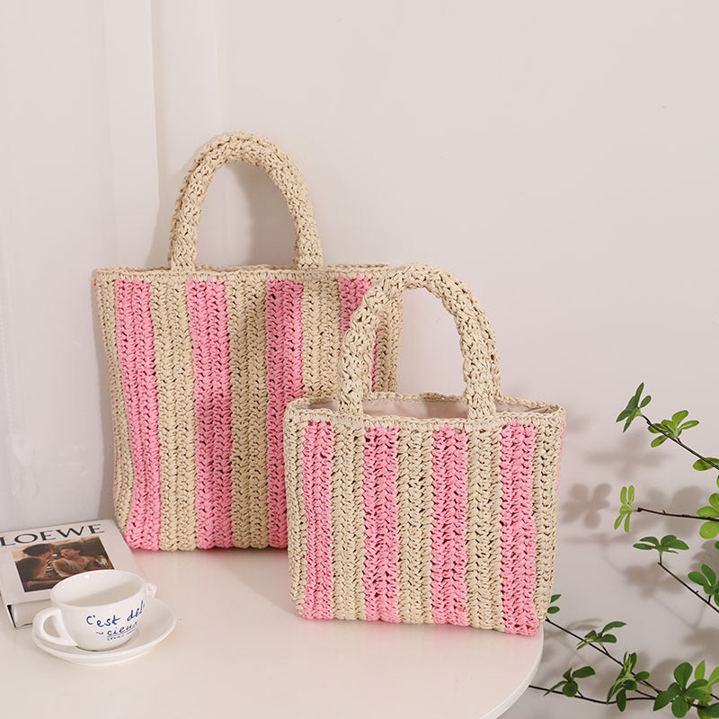 Striped beach bag