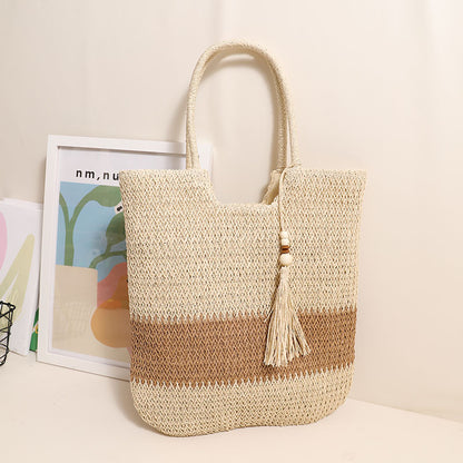 Woven Two Tone Tassel bag