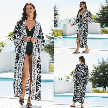 Printed beach kimono