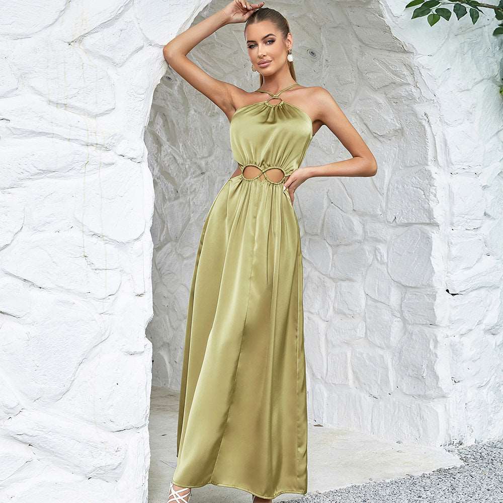 Cut out satin maxi dress