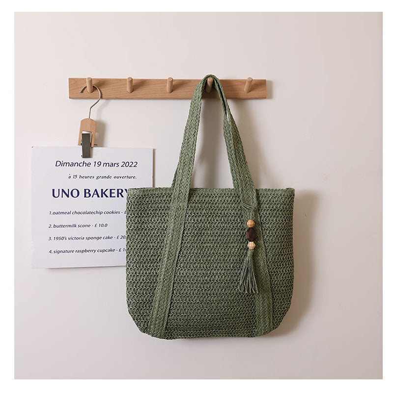 Hand woven straw bag