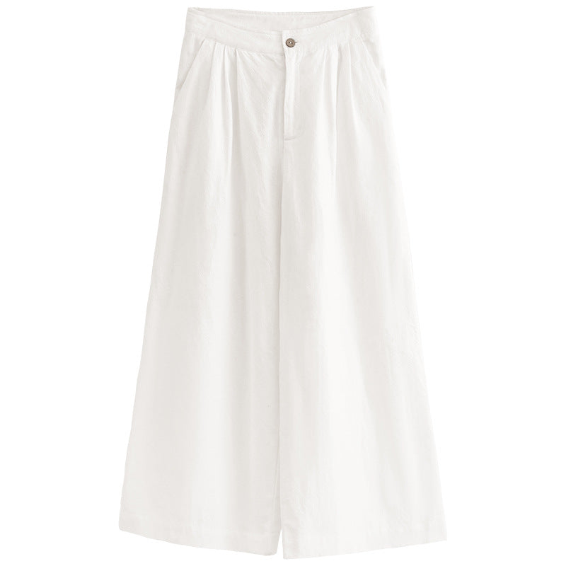 Linen blend wide leg trousers