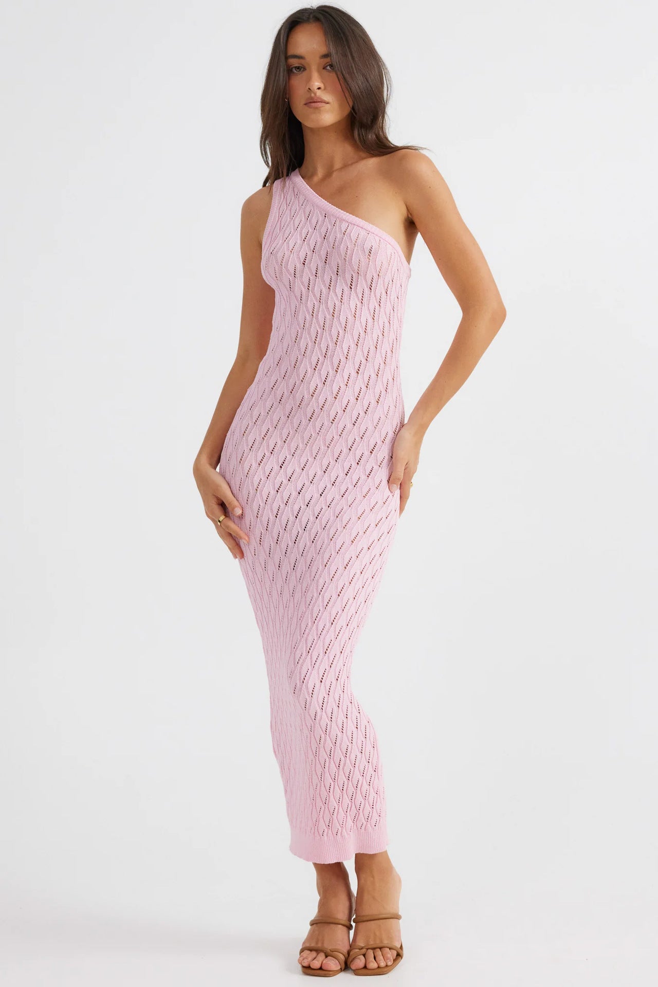 One shoulder knitted dress