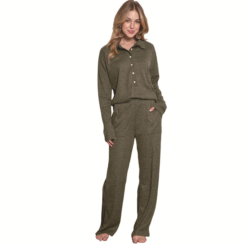 Soft touch knitted rib loungewear set