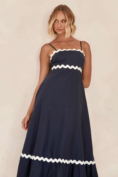 Contrast trim maxi dress