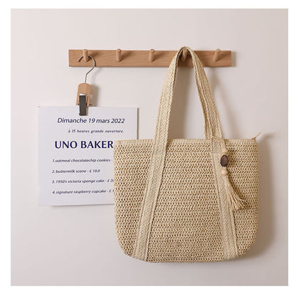 Hand woven straw bag