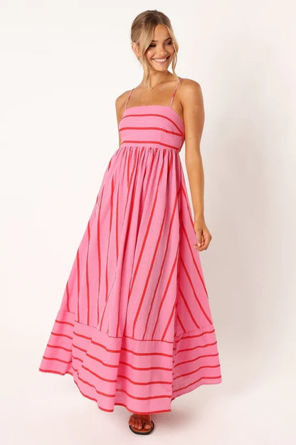 Printed stripe maxi dress