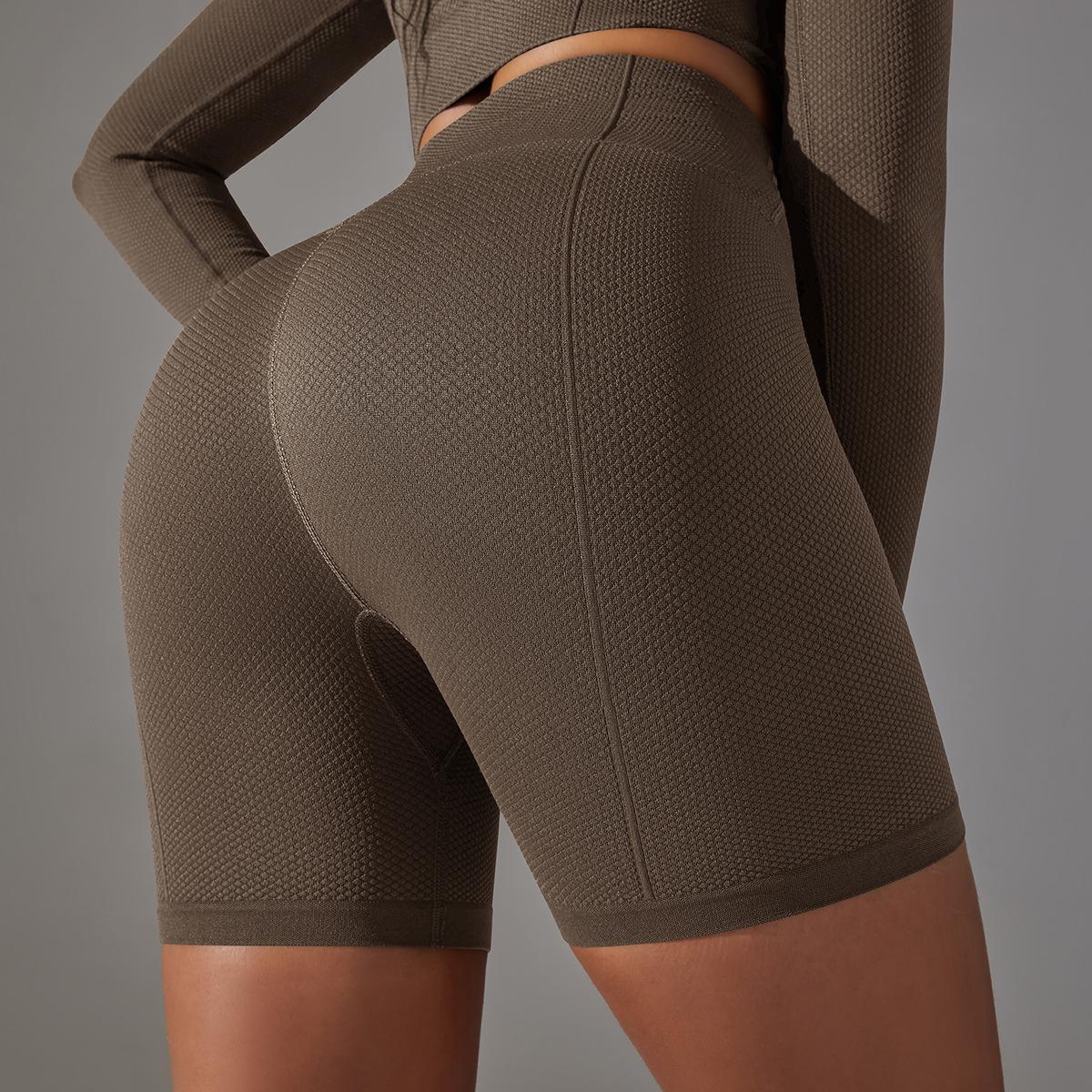 Textured High Waist Yoga Shorts