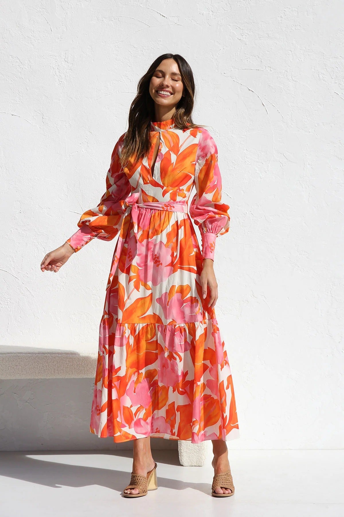 Printed full sleeve maxi dress