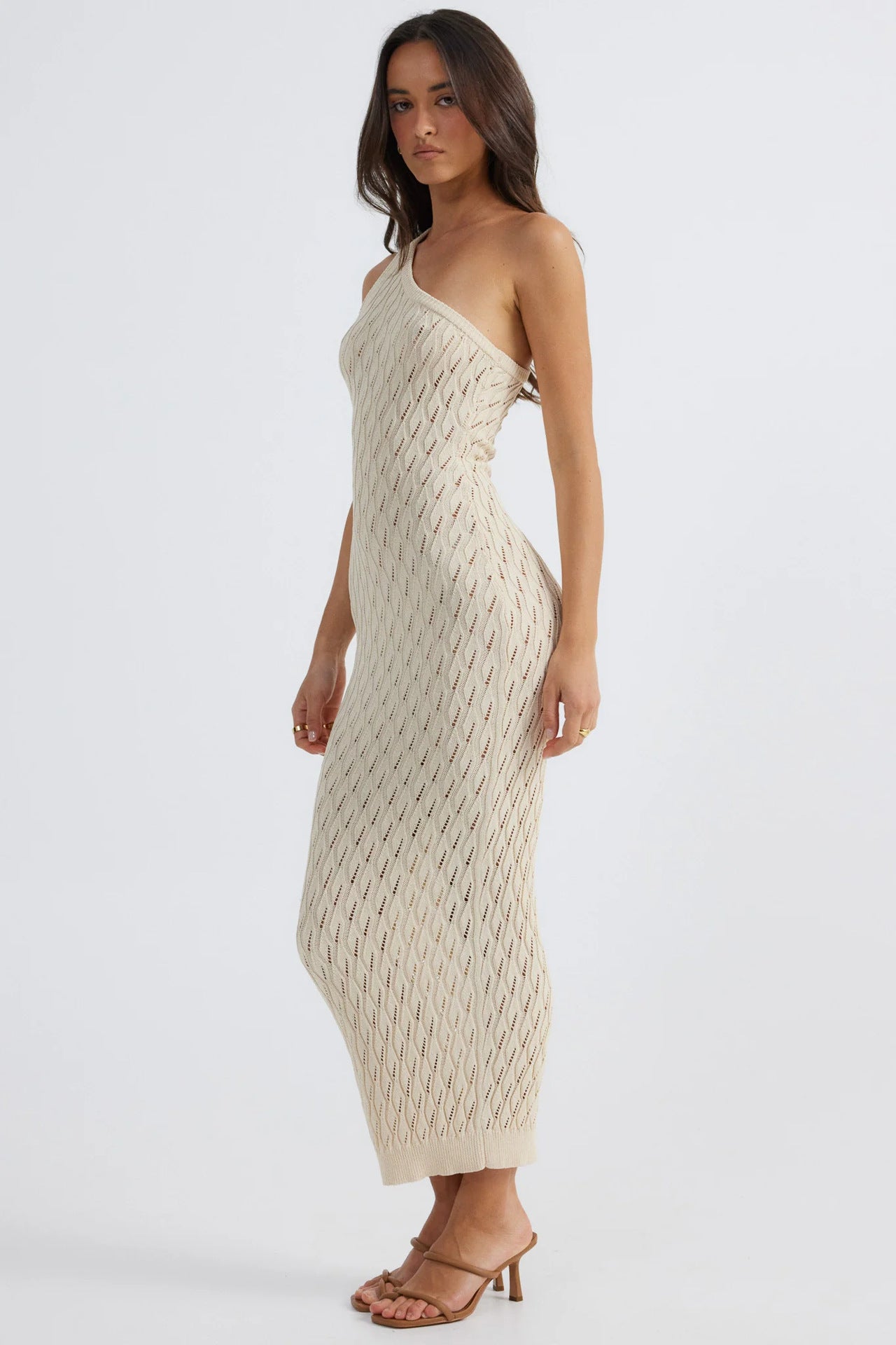 One shoulder knitted dress