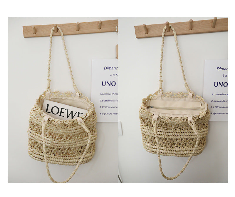 Hand woven straw bag