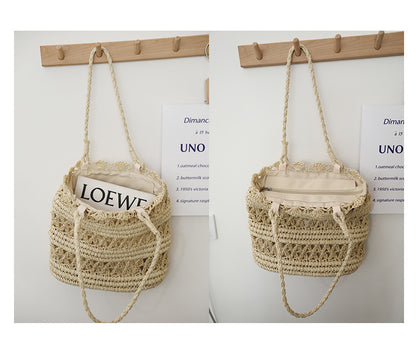 Hand woven straw bag