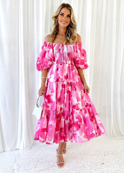 Printed tiered dress