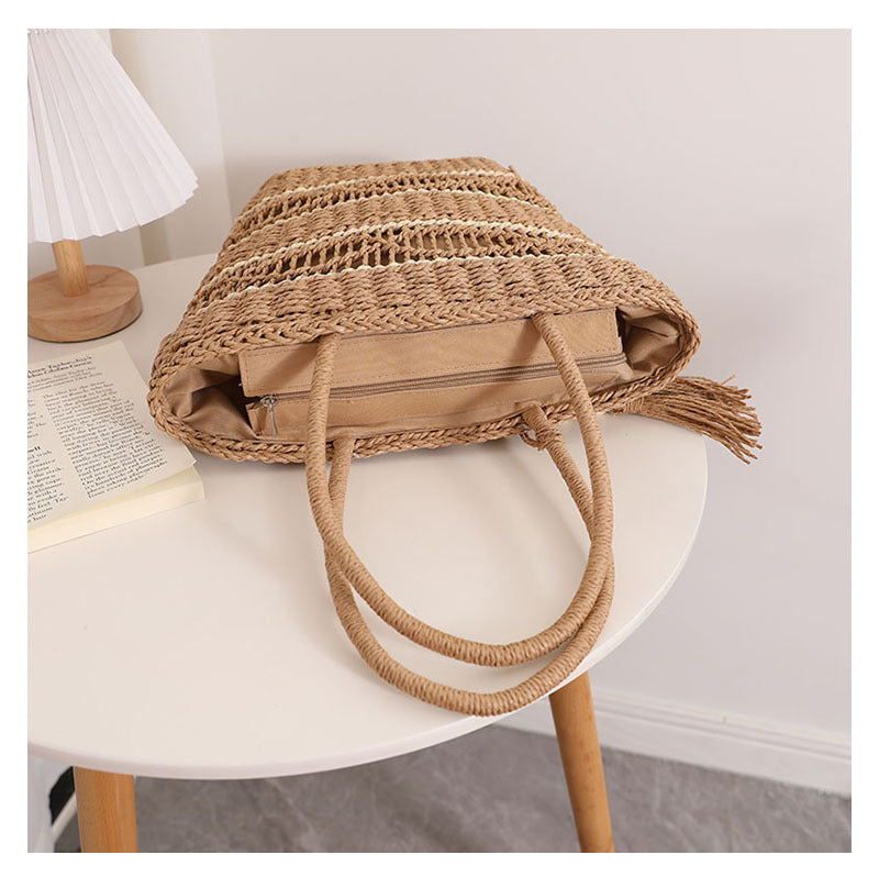 Hand woven beach bag