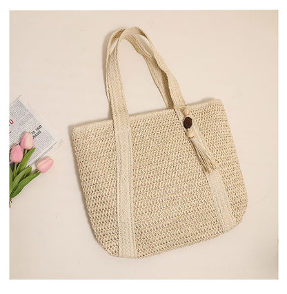 Hand woven straw bag