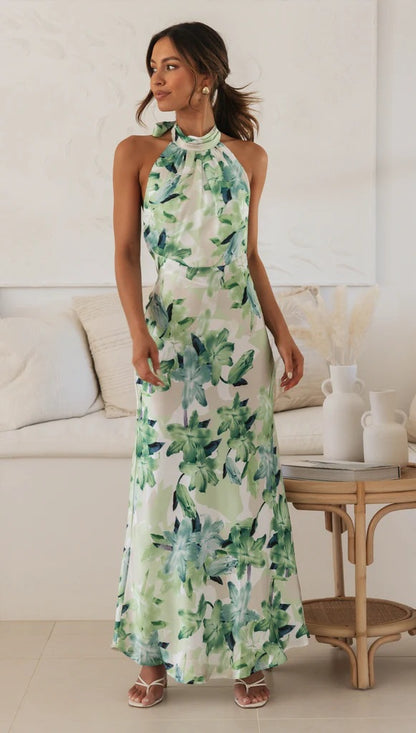 Halter neck printed Maxi Dress