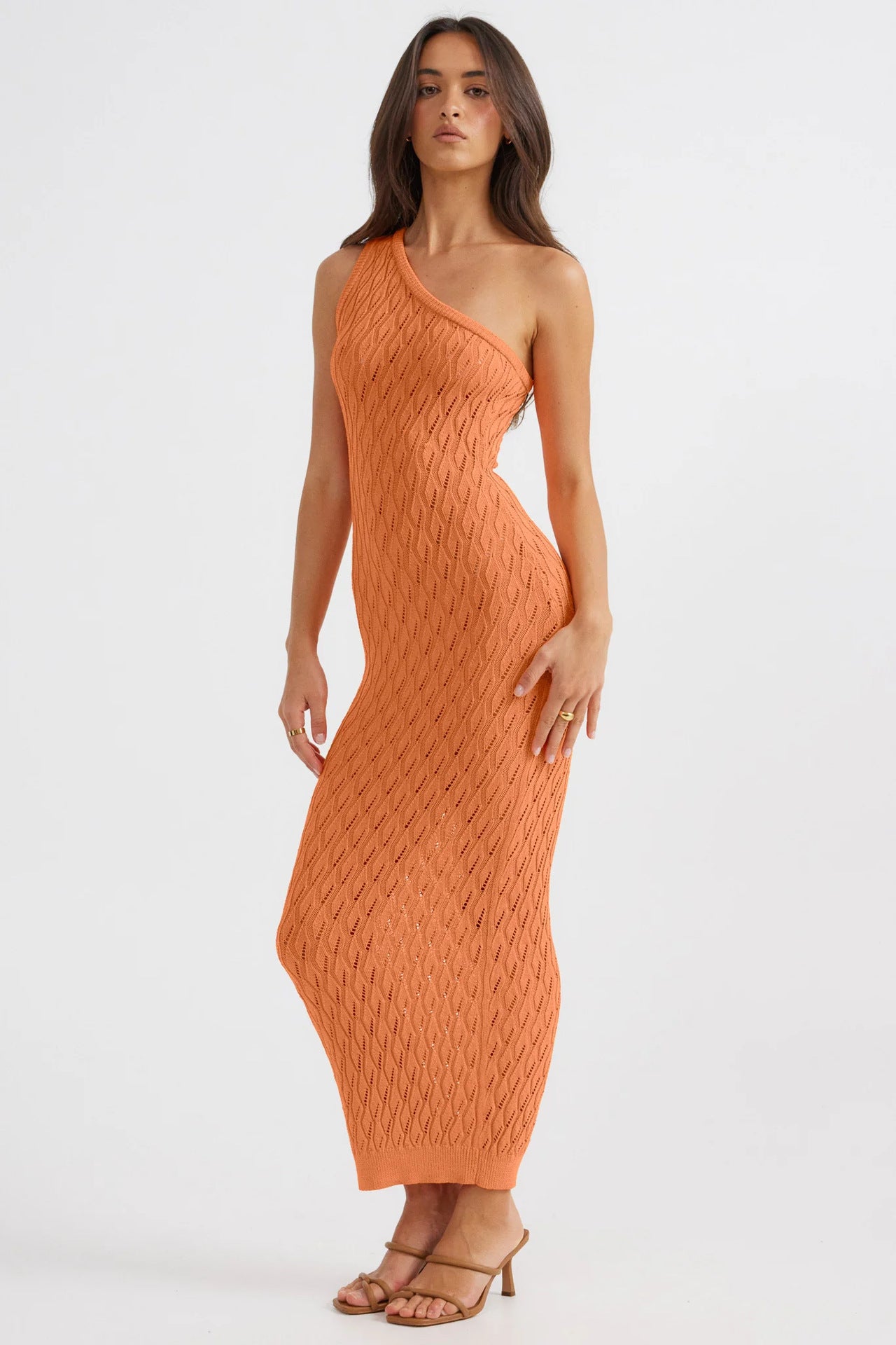 One shoulder knitted dress