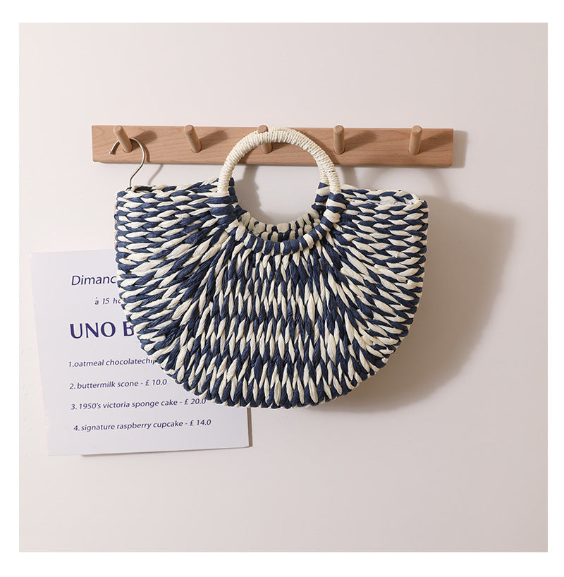 Two colour woven hand bag