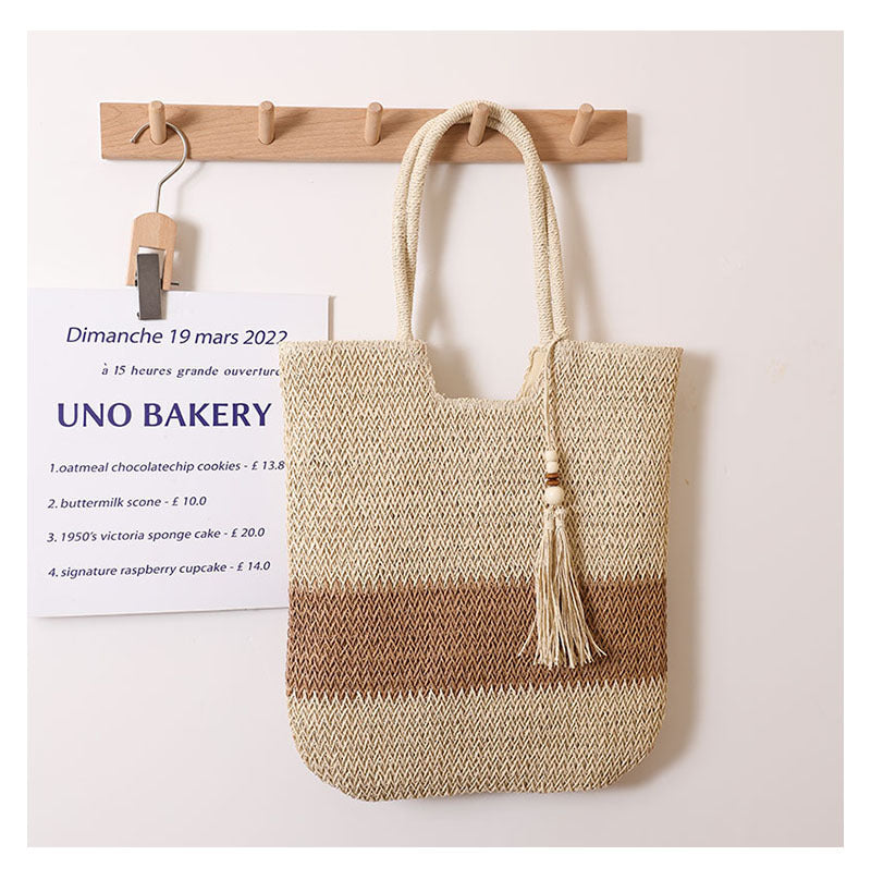 Woven Two Tone Tassel bag