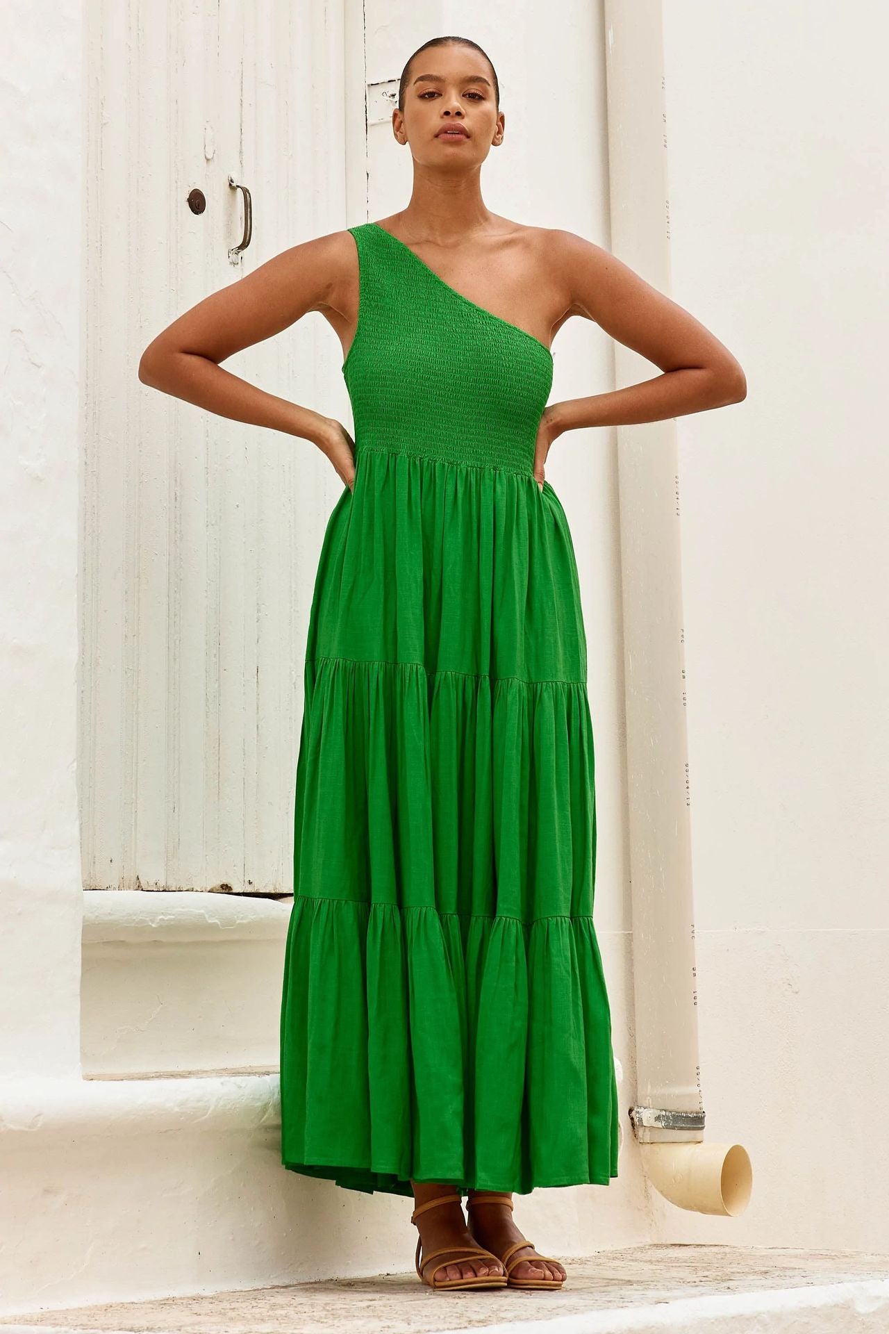 One shoulder maxi dress