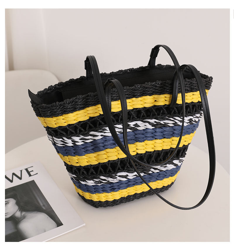 Hand woven straw bag