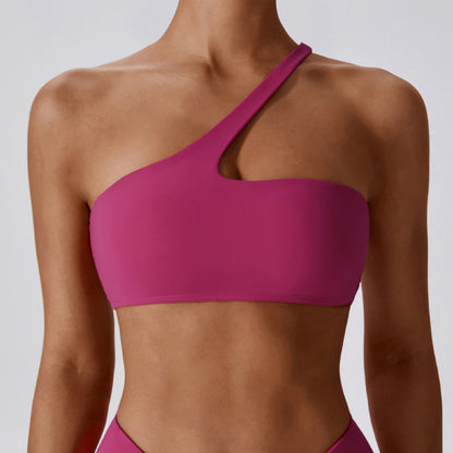 One shoulder asymmetric sports bra