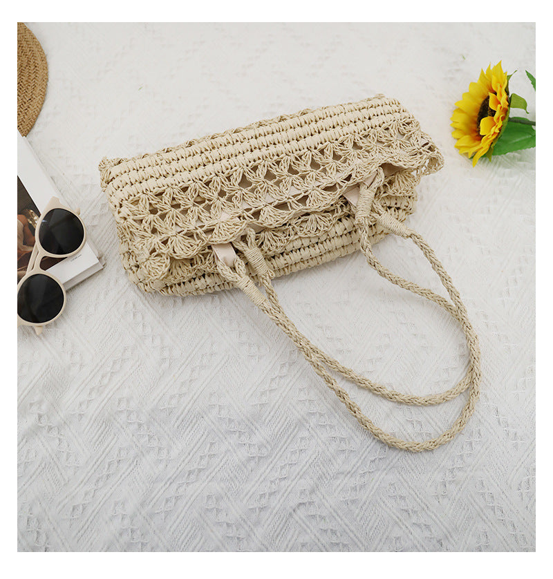 Hand woven straw bag