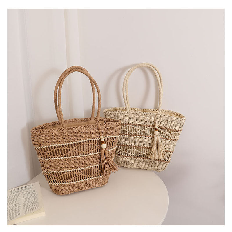 Hand woven beach bag