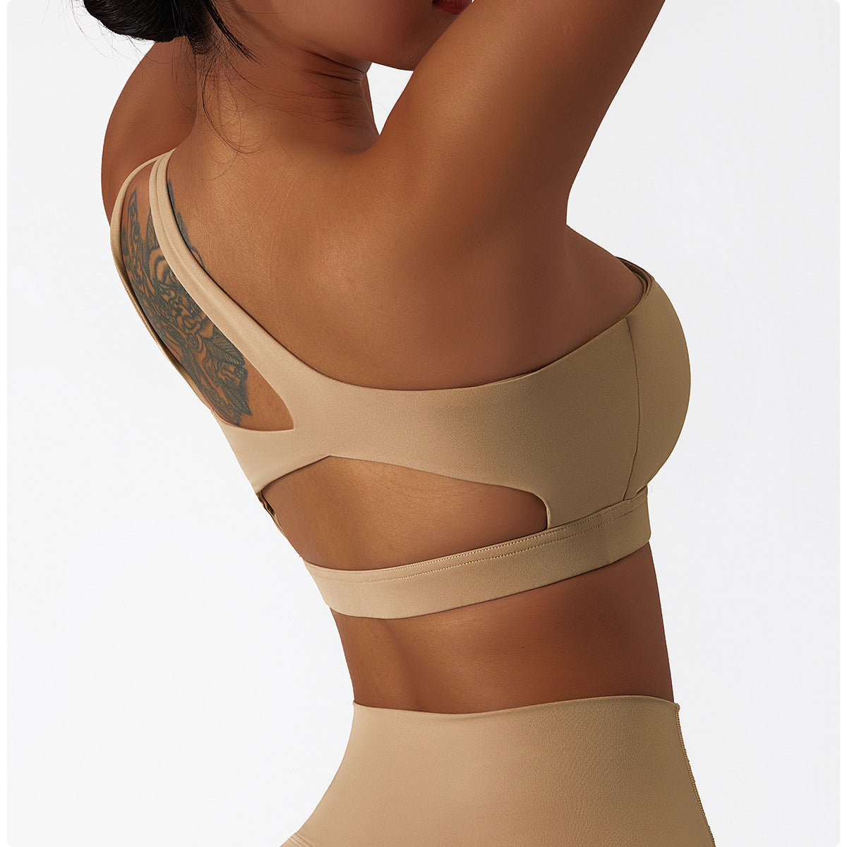 One shoulder double strap sports bra