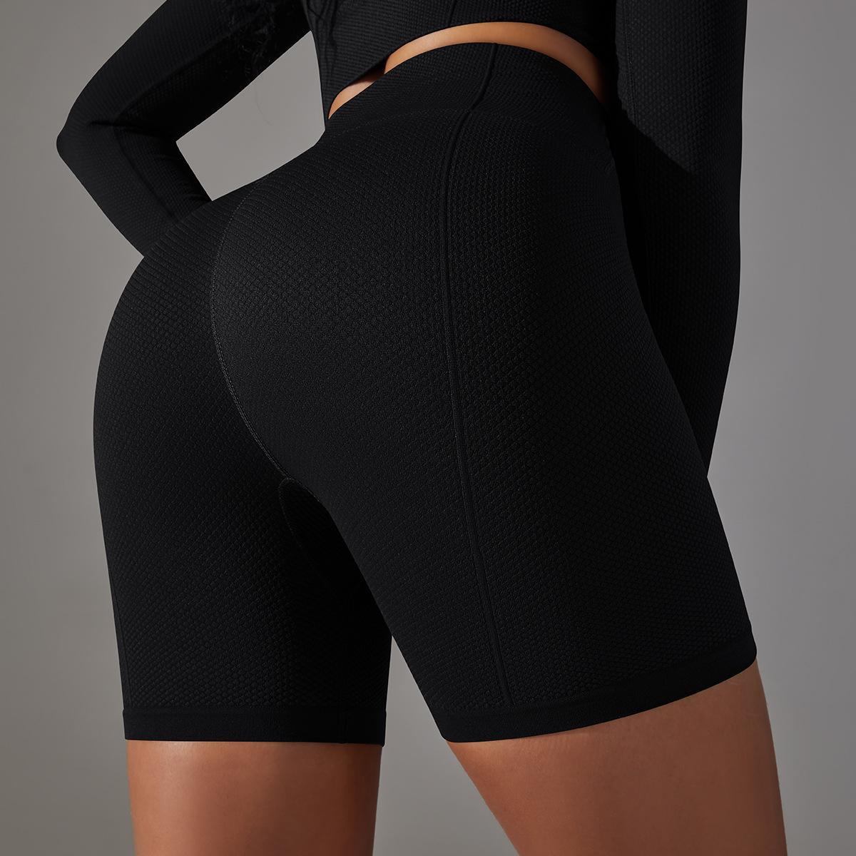 Textured High Waist Yoga Shorts