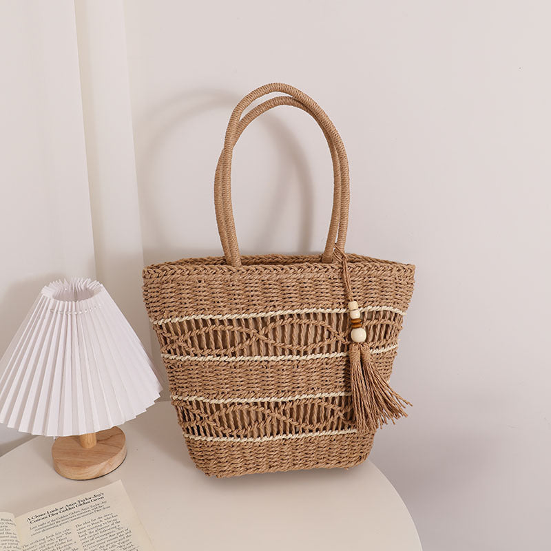 Hand woven beach bag