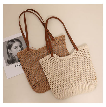 Hand woven straw bag