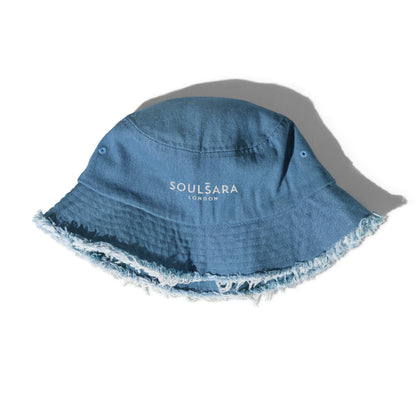 Embroidered denim bucket hat