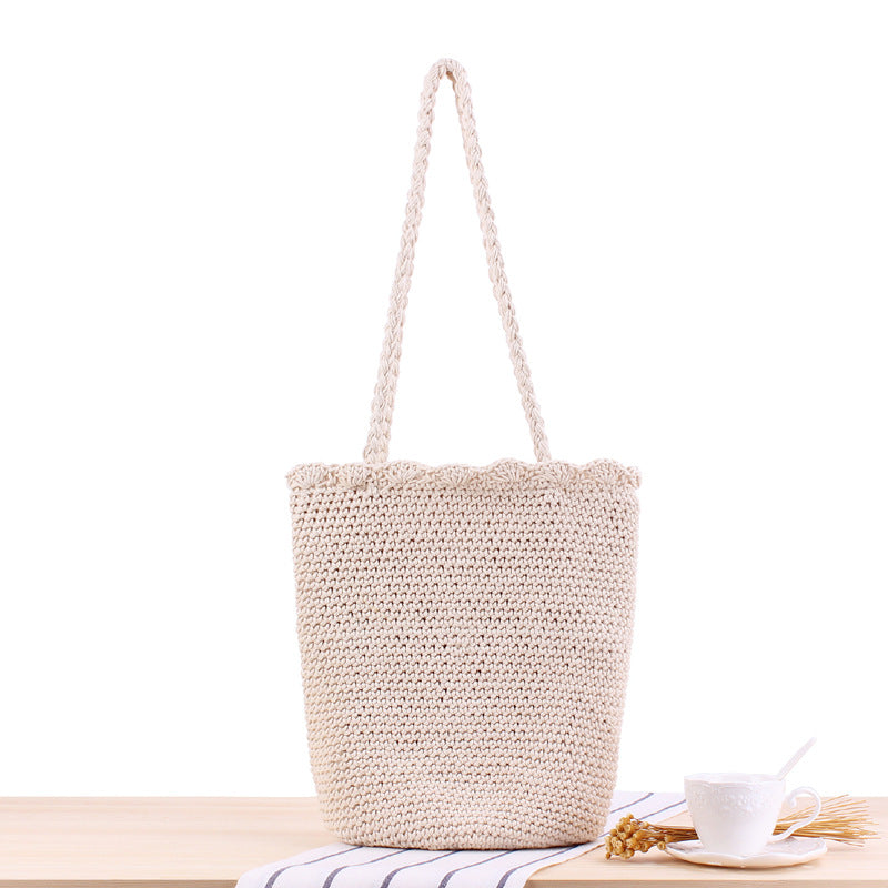 Hand woven straw bag