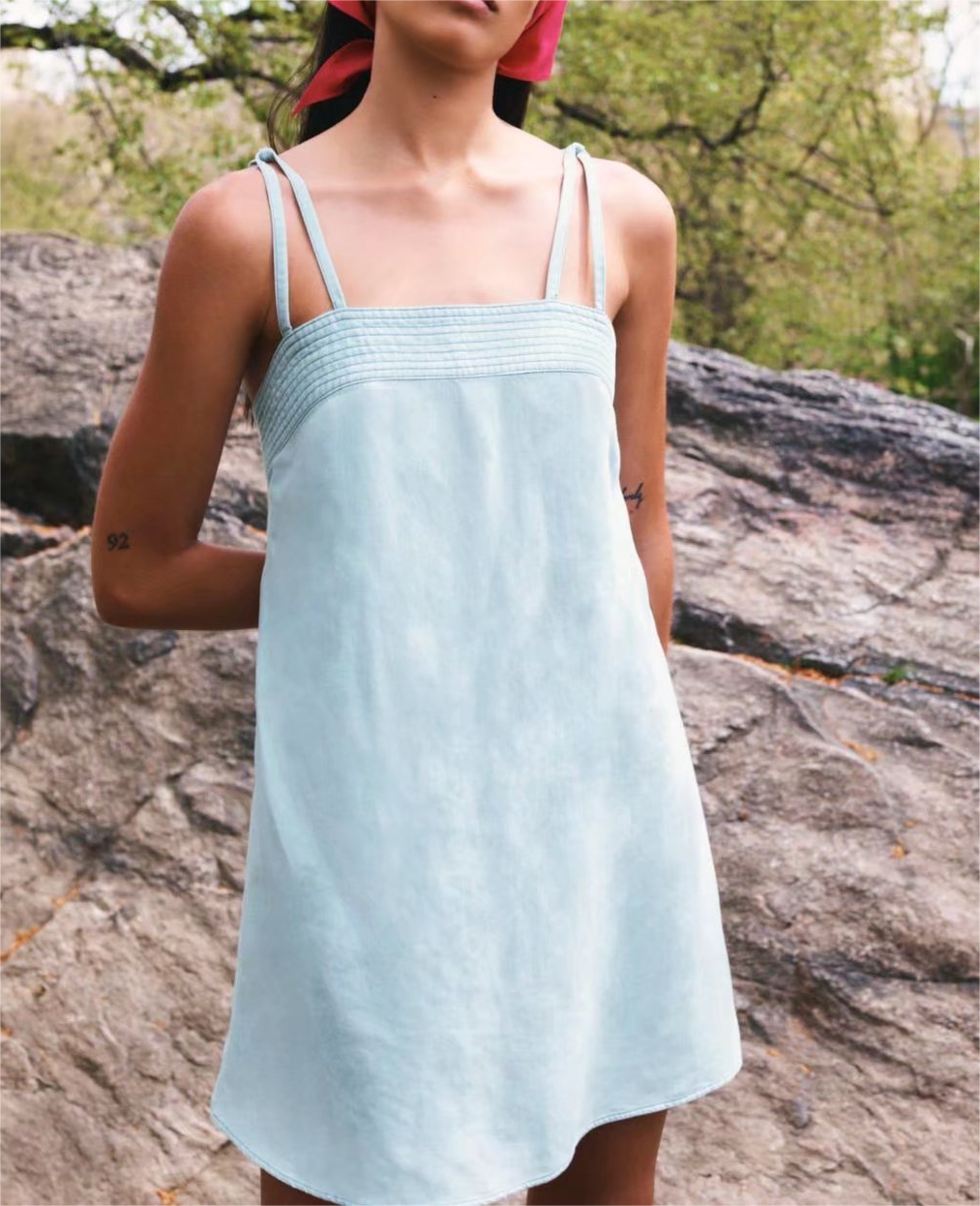 Linen blend cami dress