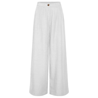 Linen blend straight leg trousers