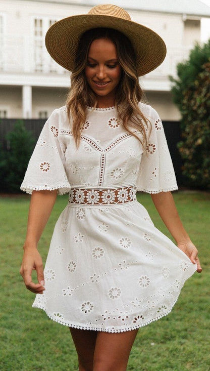 Eyelet embroidery dress