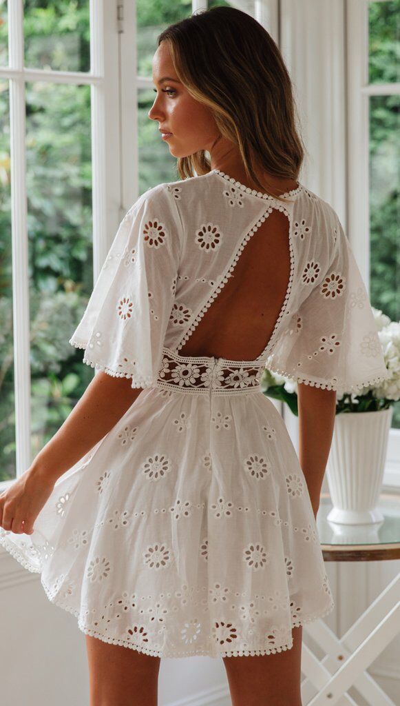 Eyelet embroidery dress