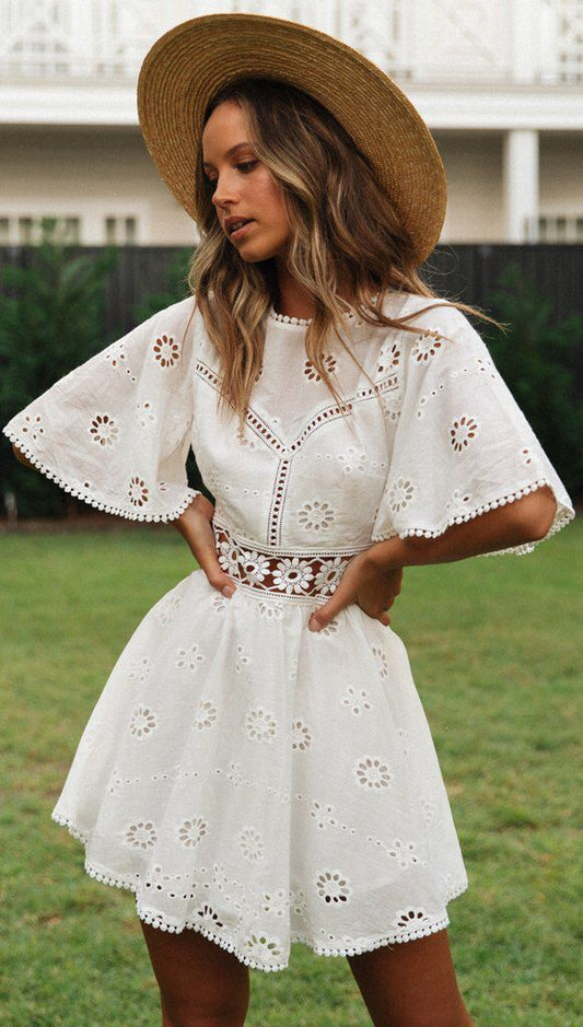 Eyelet embroidery dress