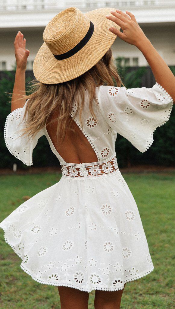 Eyelet embroidery dress