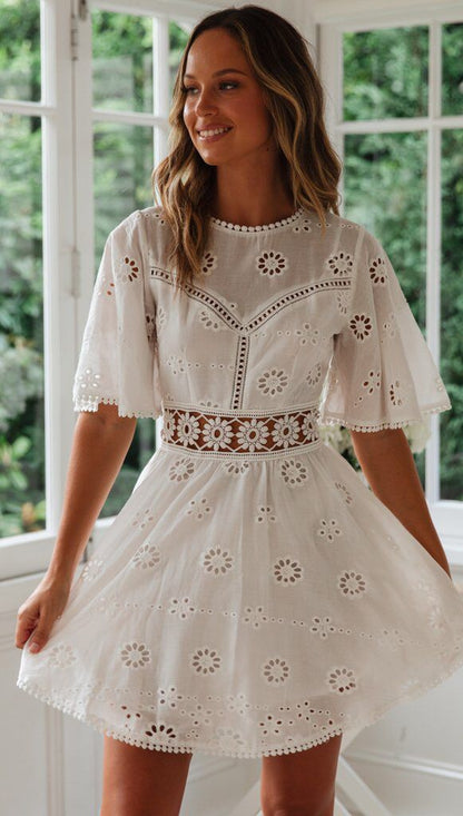 Eyelet embroidery dress