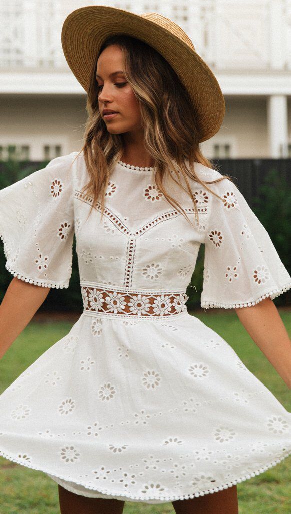 Eyelet embroidery dress