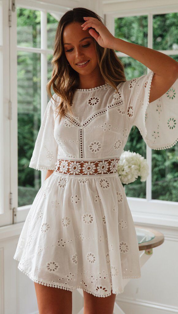 Eyelet embroidery dress