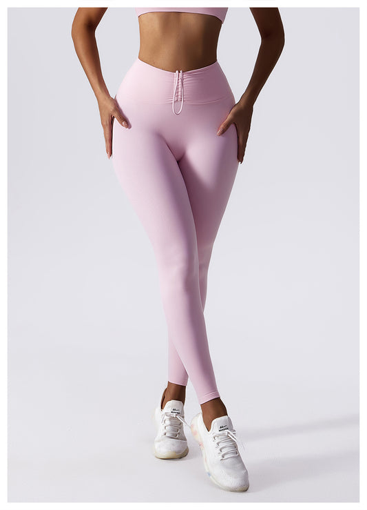 Drawstring leggings with back contouring