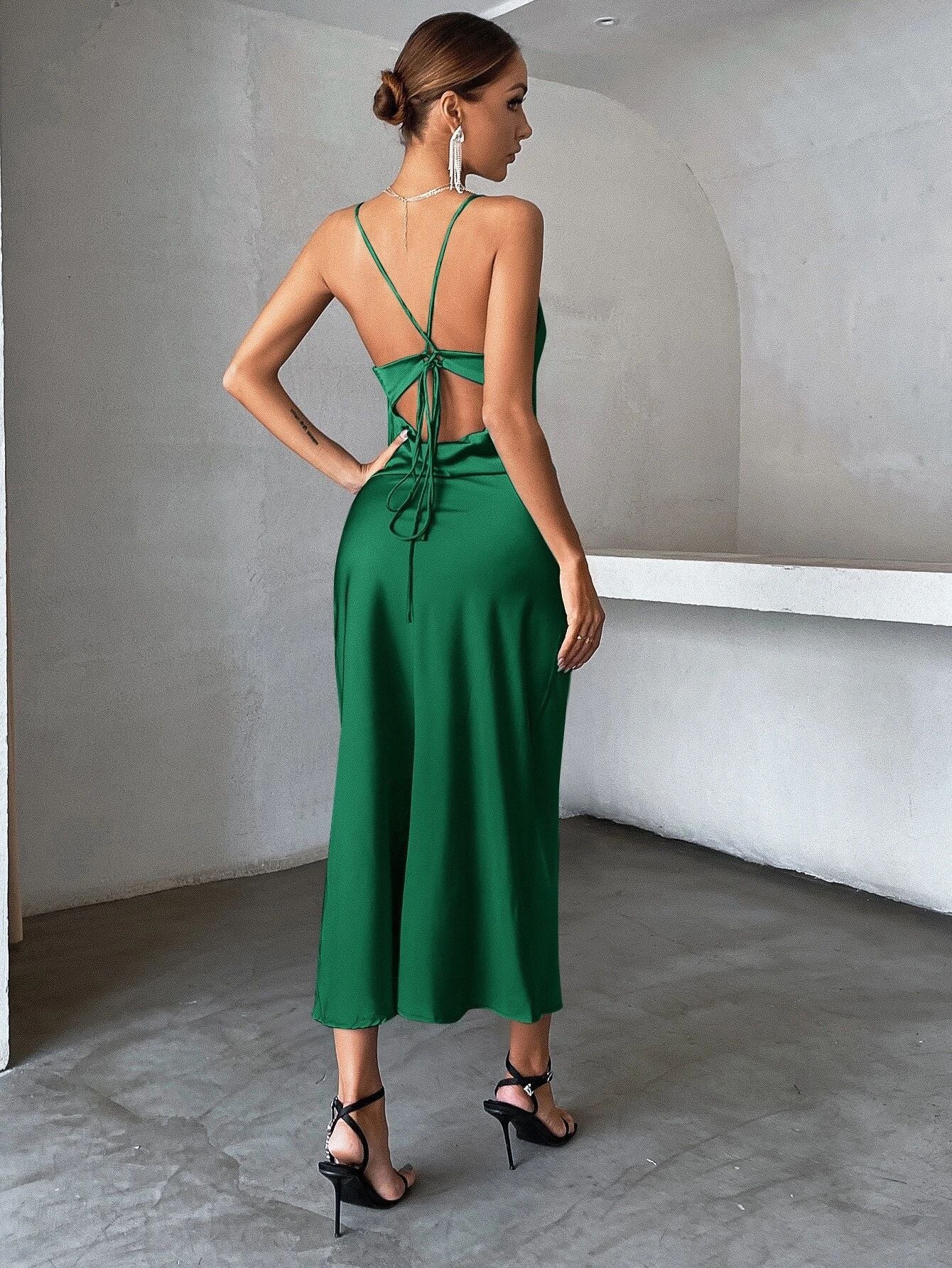 Satin cami maxi dress