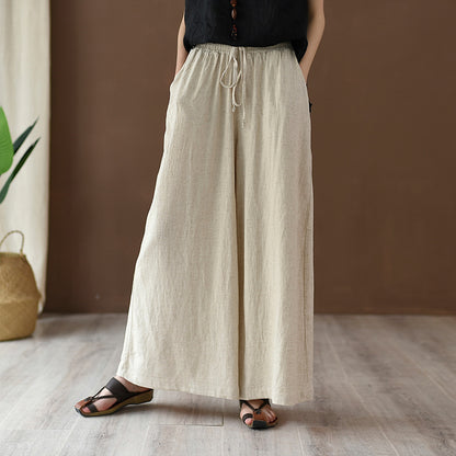 Linen blend wide leg trousers