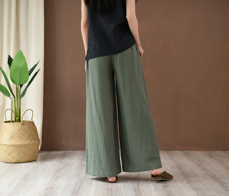 Linen blend wide leg trousers