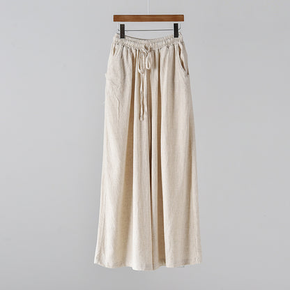 Linen blend wide leg trousers